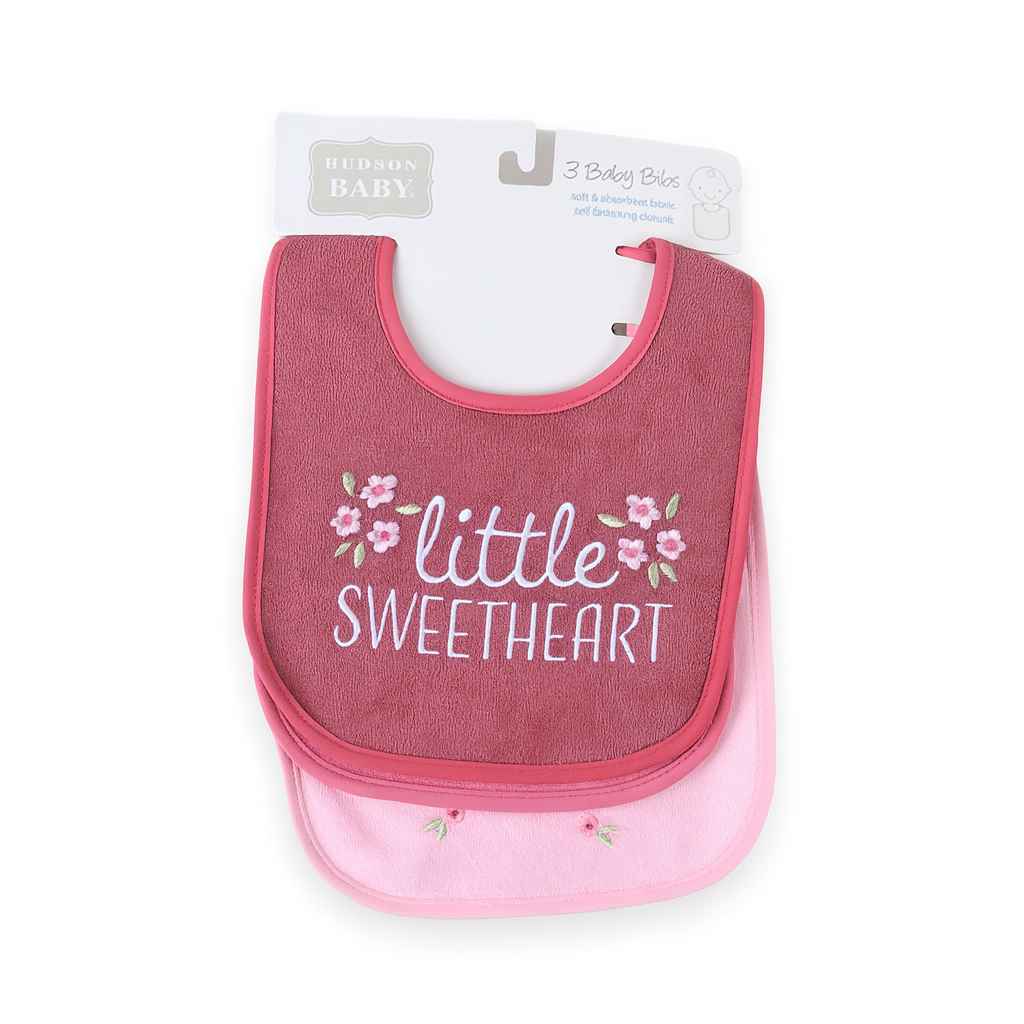 Hudson Little Sweet Heart 3 Piece terry Bib Set