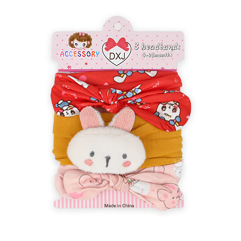 Bunny 3 piece Headband Set