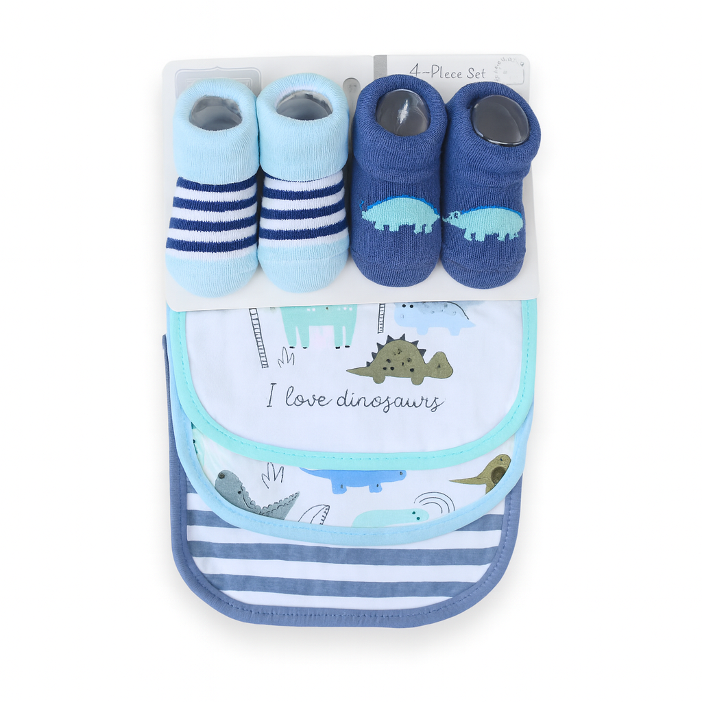 Hudson Dinosaur 5 Piece Bib Set With Booties