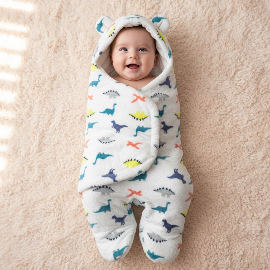 White Dino Quilted Swaddle And Sleep Bag