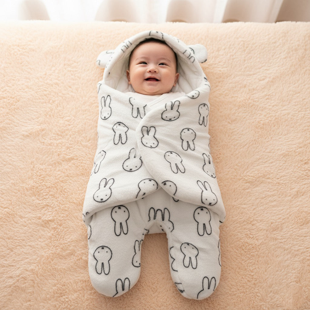 White Bunny Quilted Swaddle And Sleep Bag