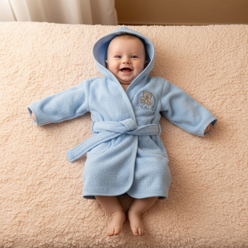 Blue Bear Furry Bath Robes