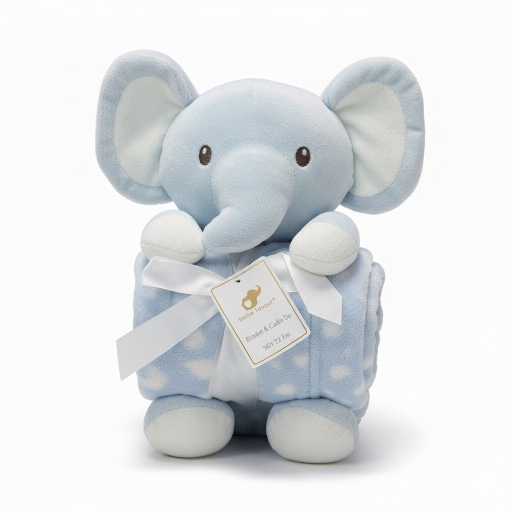 Sunnozy Elephant Blanket With Plush Toy (PREMIUM)