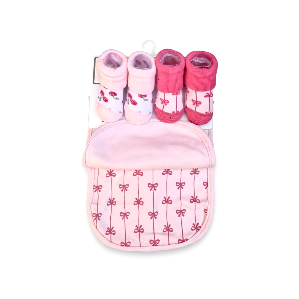 Cherry 5 Piece Bib Set With Booties