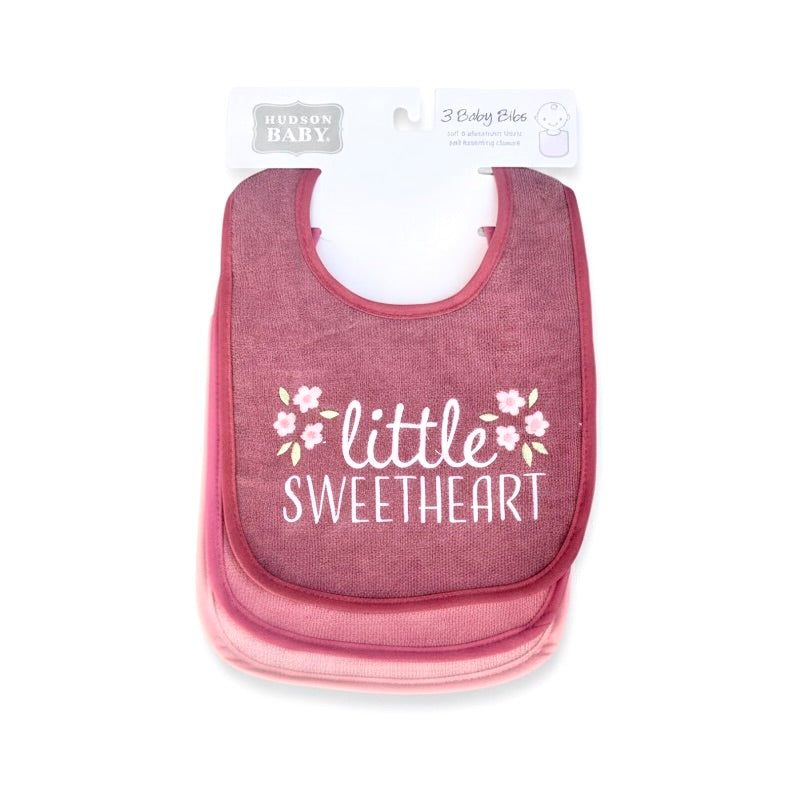 Hudson Little Sweet Heart 3 Piece terry Bib Set