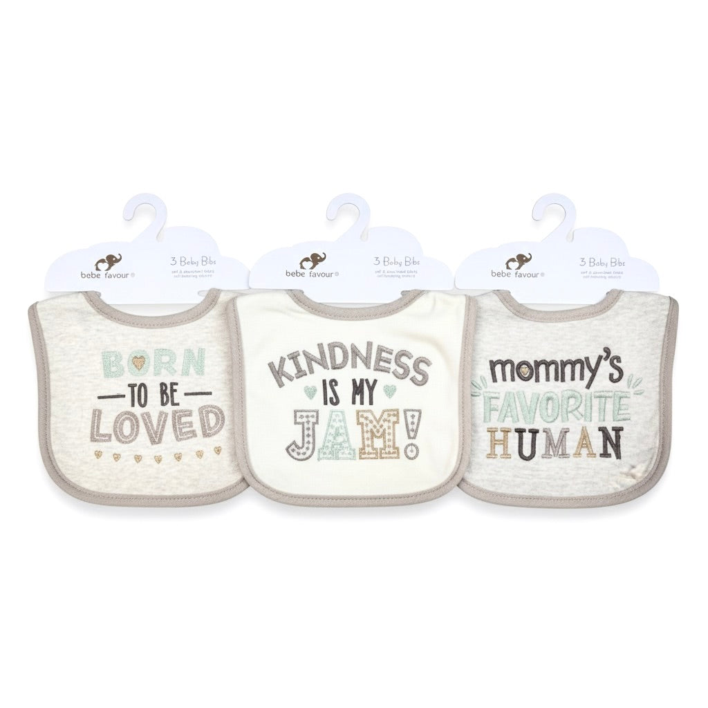 Born to Be Loved 3 Piece Bib Set