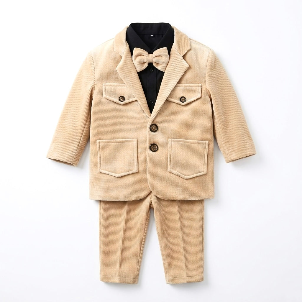 Beige Premium 4 Piece Pant Coat Suit