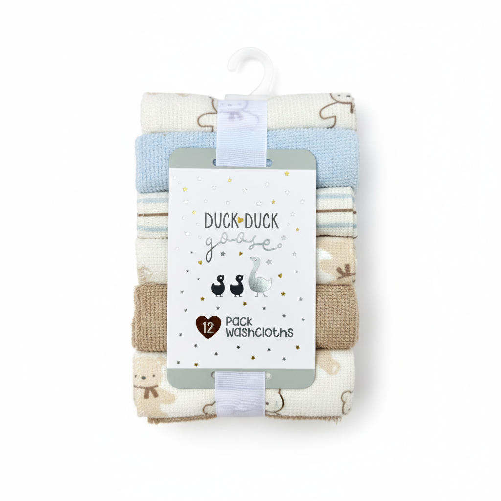 Duck Bear 12 Piece Face Towel Set