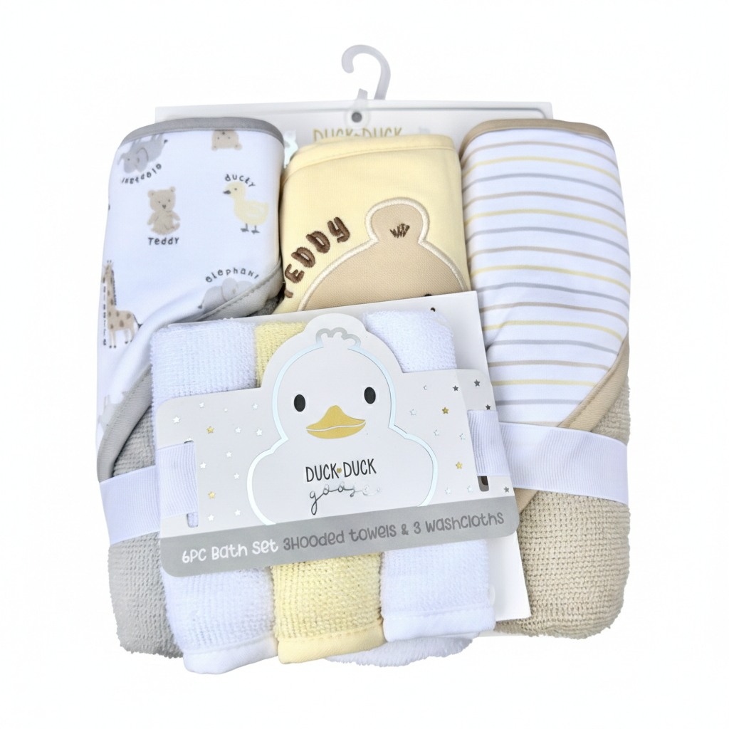 Teddy 6-Piece Hooded Towel & Washcloth Set
