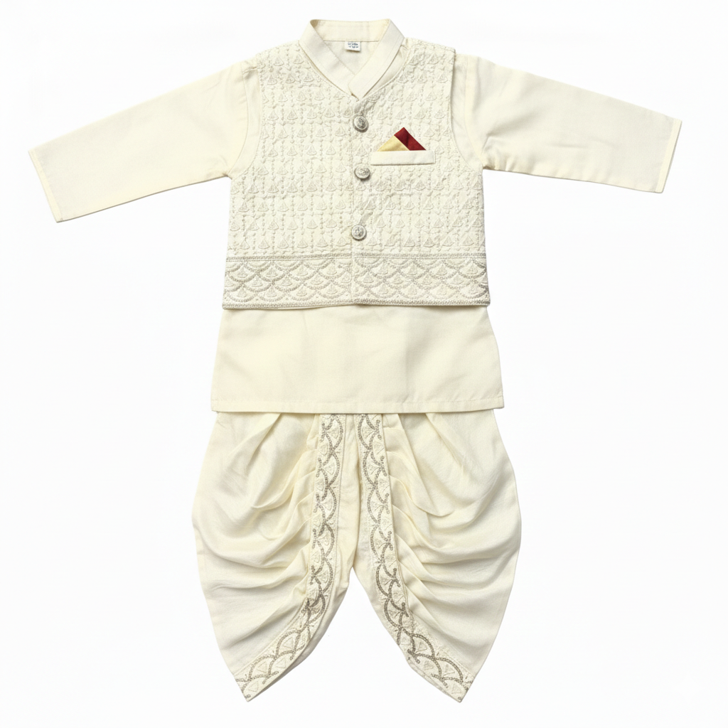 Boski Dhoti Kurta With Waistcoat