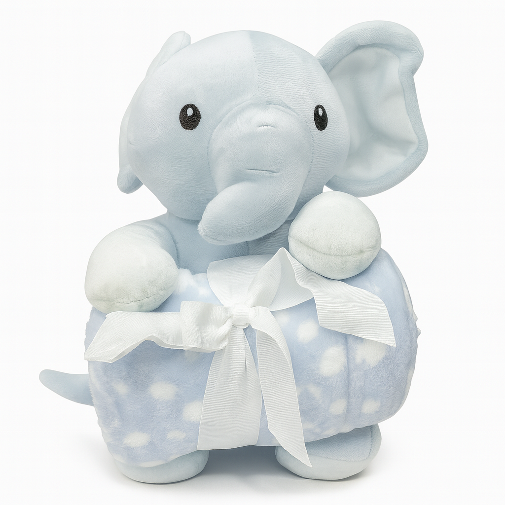 Sunnozy Elephant Blanket With Plush Toy (PREMIUM)