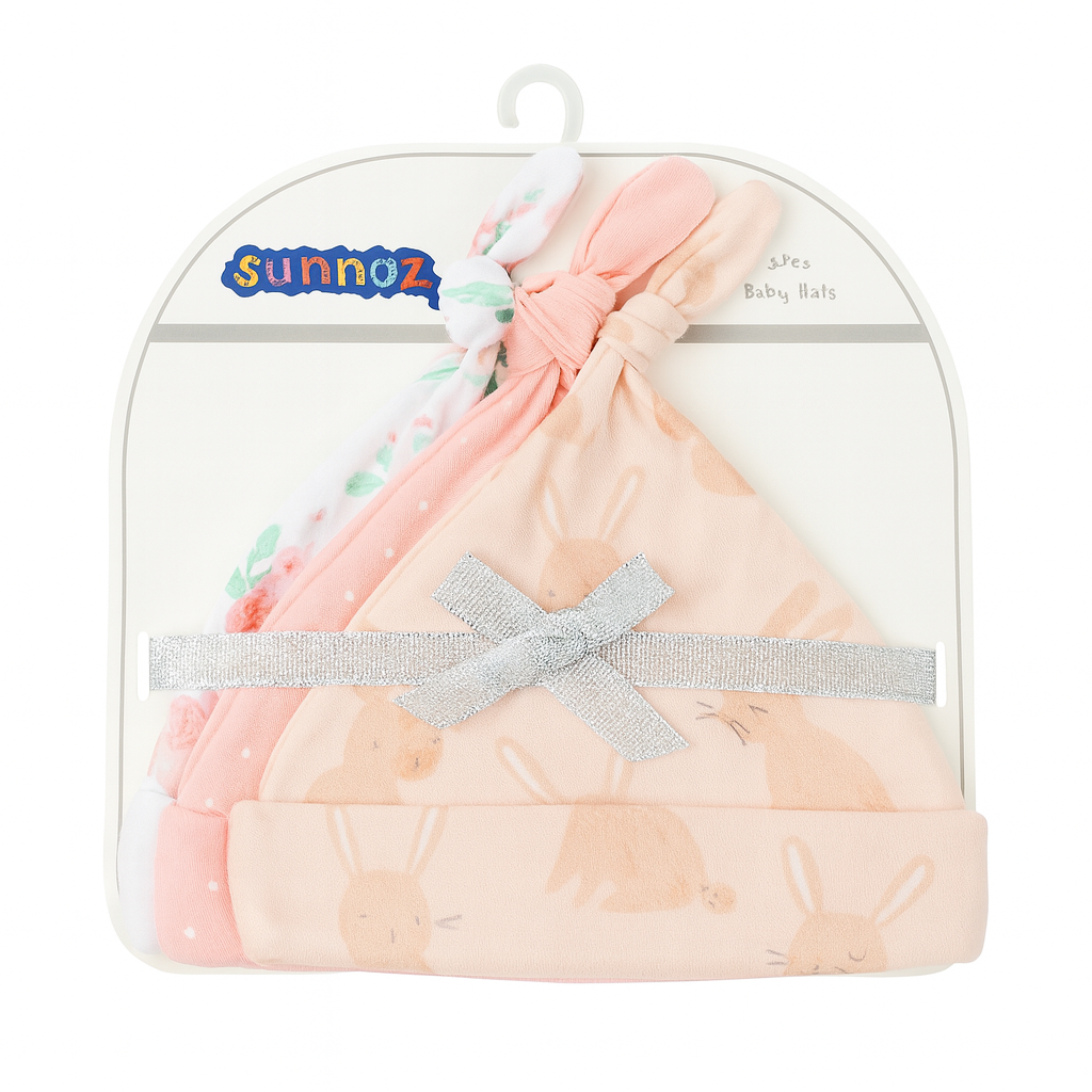 Sunnozy Pink Rabbit 3 Piece Cotton Cap