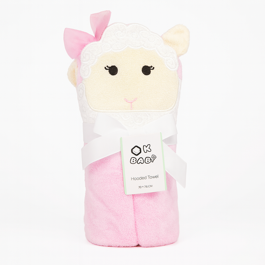 Bebe Favour Pink Sheep Hooded Bath Towel