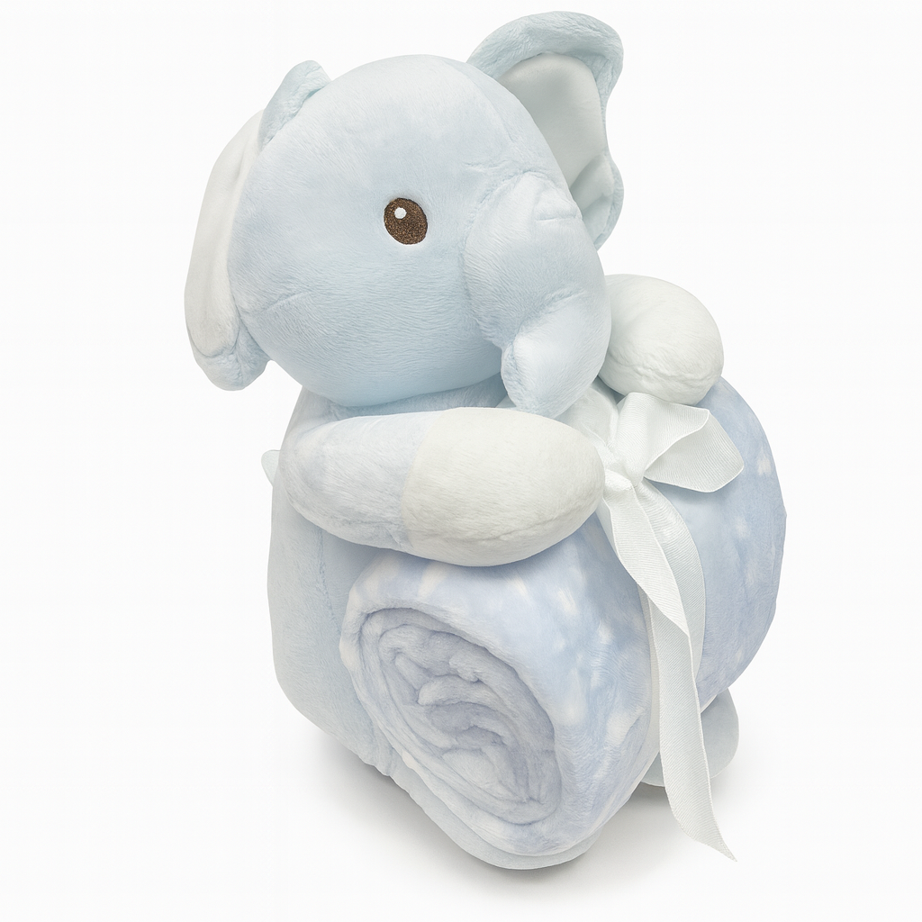 Sunnozy Elephant Blanket With Plush Toy (PREMIUM)