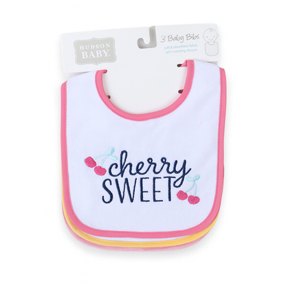 Hudson Sweet Cherry 3 Piece terry Bib Set