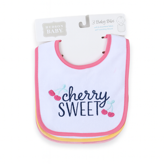 Hudson Sweet Cherry 3 Piece terry Bib Set