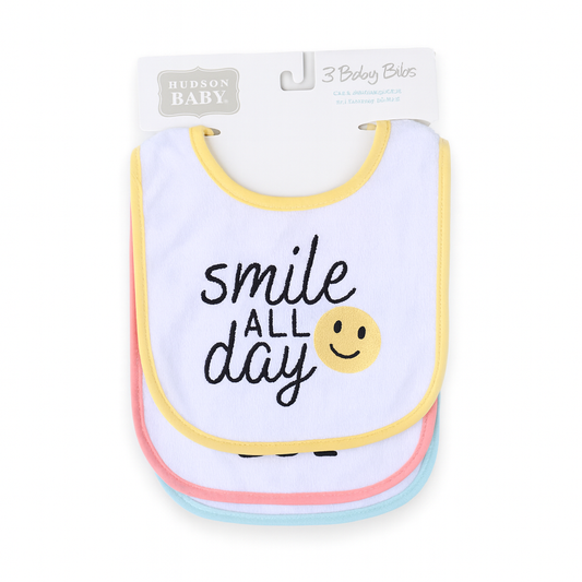 Hudson Smile All Day 3 Piece terry Bib Set