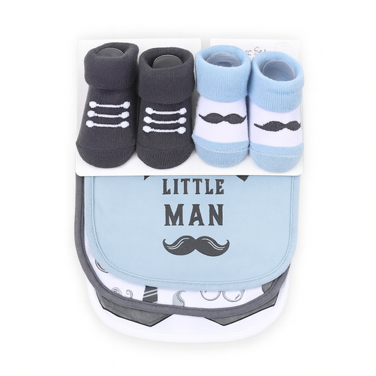 Hudson Little Man 5 Piece Bib Set With Booties