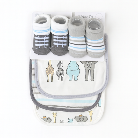 Hudson Animals 5 Piece Bib Set With Booties