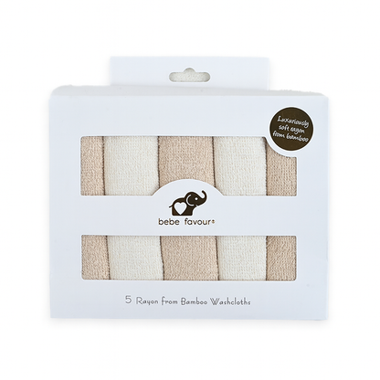 Bebe Favour Solid Bamboo 5 Wash Clothes