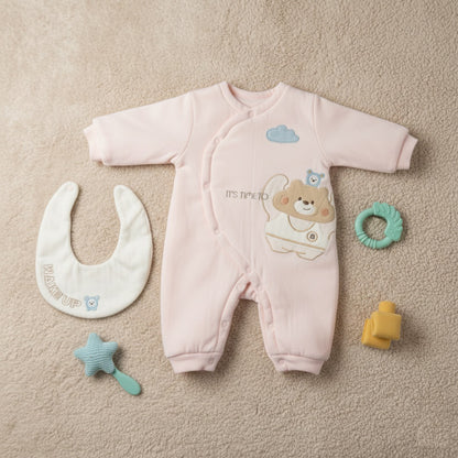 Bear Time Quilted 2 Piece Romper Set