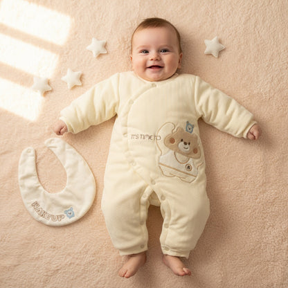 Bear Time Quilted 2 Piece Romper Set