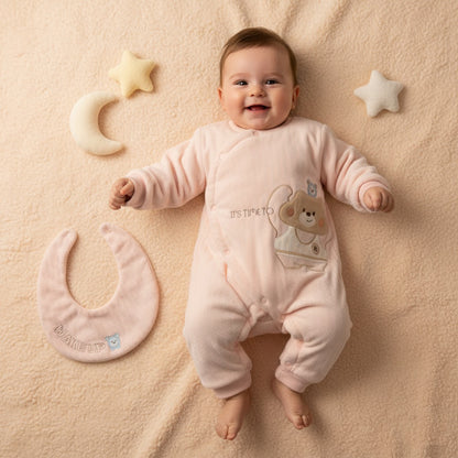 Bear Time Quilted 2 Piece Romper Set