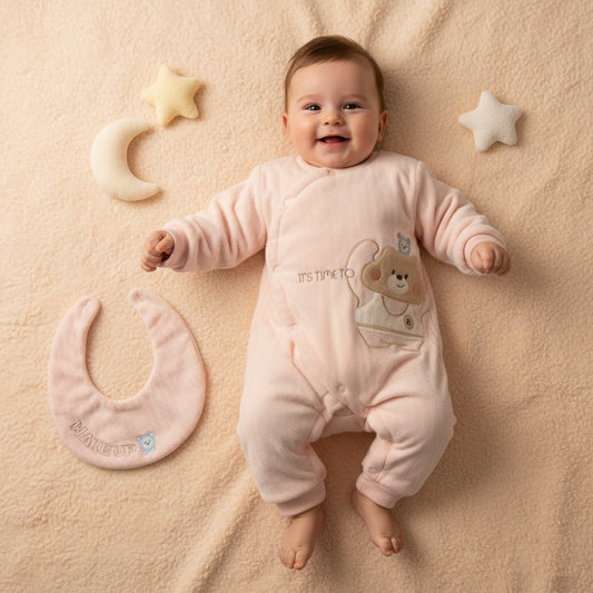 Bear Time Quilted 2 Piece Romper Set