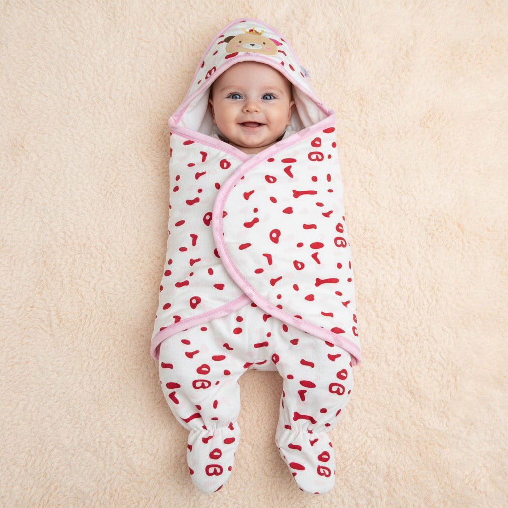 Pink Crown Quilted Swaddle And Sleep Bag