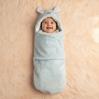 Smiley Bear Fleece Swaddle Wrap
