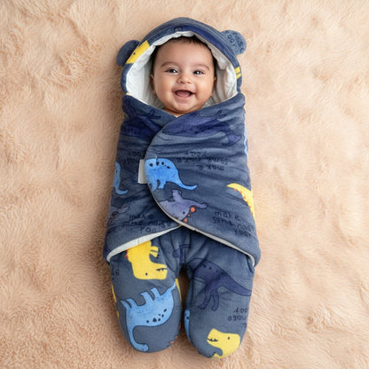 Blue Dino Quilted Swaddle And Sleep Bag
