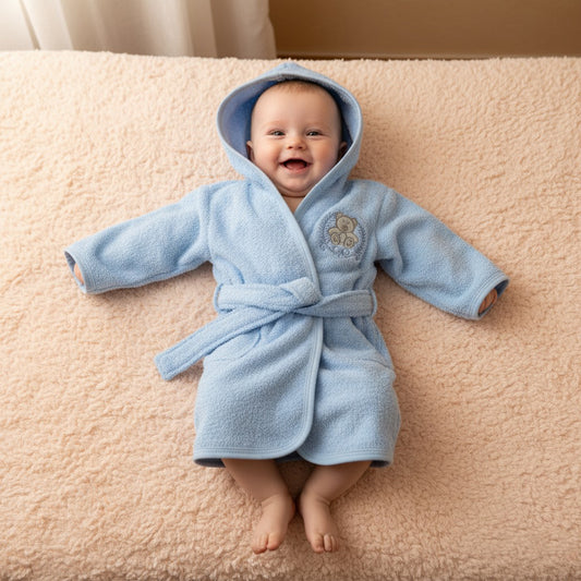 Blue Bear Furry Bath Robes