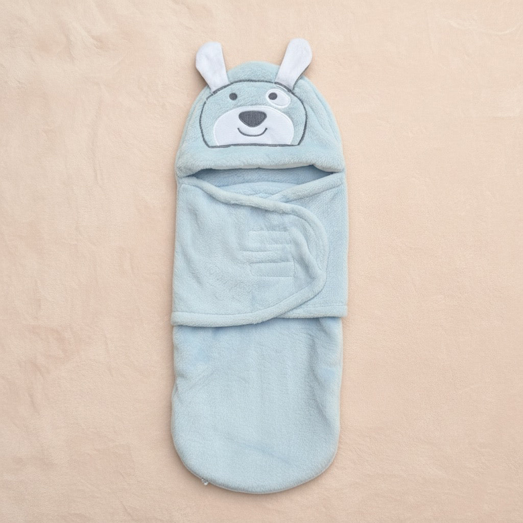 Smiley Bear Fleece Swaddle Wrap