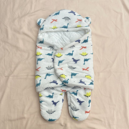 White Dino Quilted Swaddle And Sleep Bag