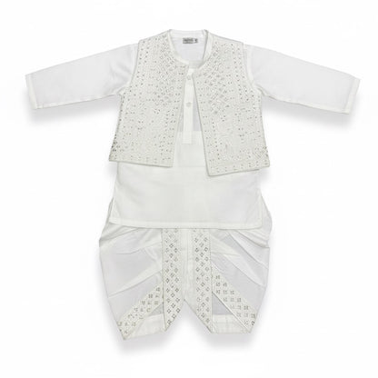 Bloom Embroidery Dhoti Kurta With Waistcoat