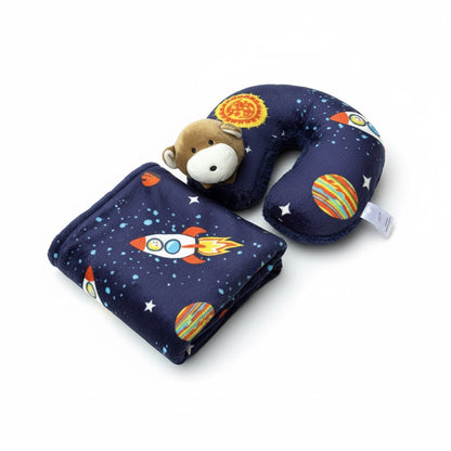 Space Bear Furry Blanket With Neck Pillow (PREMIUM)