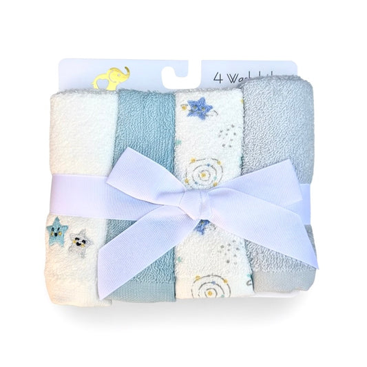 Bebe Favour Blue Star 4 Piece Face Towel Set