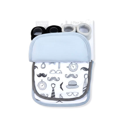 Hudson Little Man 5 Piece Bib Set With Booties