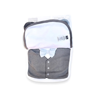 Hudson Little Man 5 Piece Bib Set With Booties