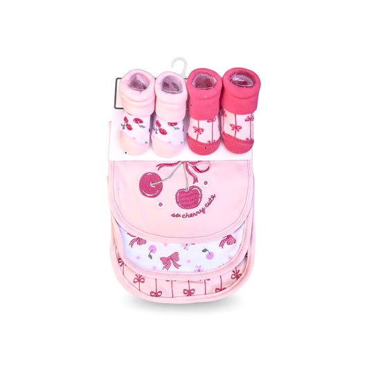 Cherry 5 Piece Bib Set With Booties