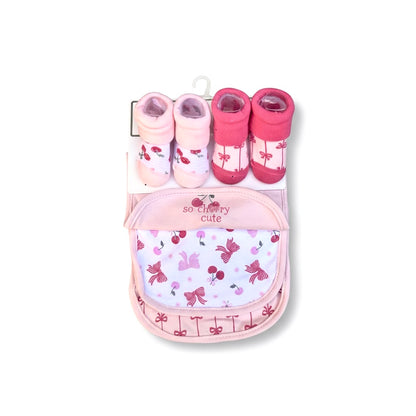 Cherry 5 Piece Bib Set With Booties