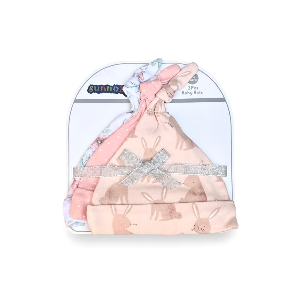 Sunnozy Pink Rabbit 3 Piece Cotton Cap