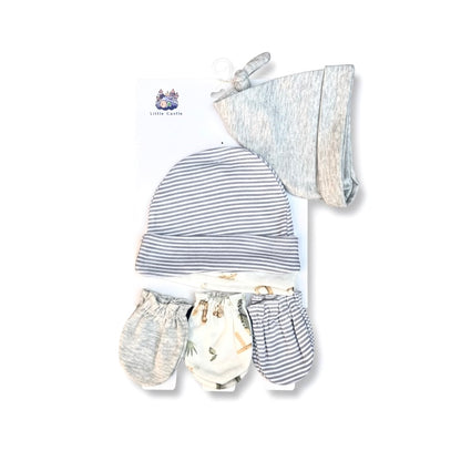 Little Man 6 Piece Cap And Mitten Set