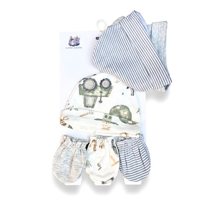 Little Man 6 Piece Cap And Mitten Set