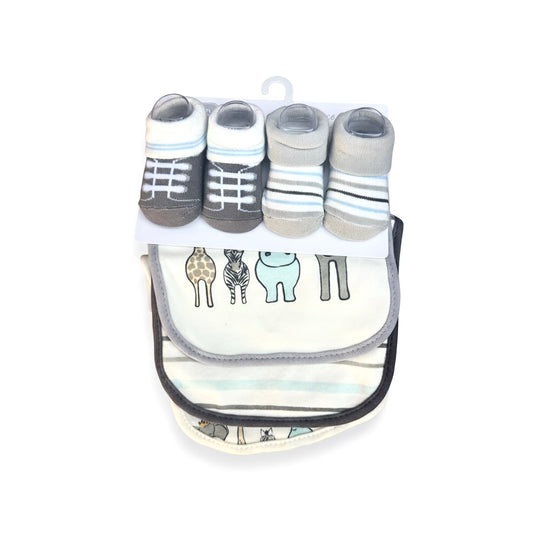 Hudson Animals 5 Piece Bib Set With Booties