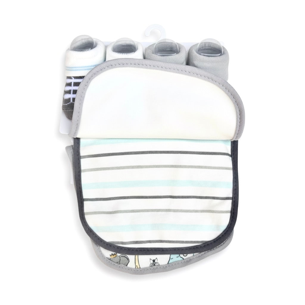 Hudson Animals 5 Piece Bib Set With Booties
