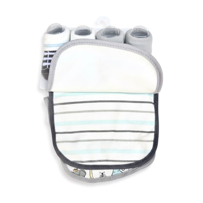 Hudson Animals 5 Piece Bib Set With Booties