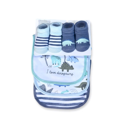Hudson Dinosaur 5 Piece Bib Set With Booties