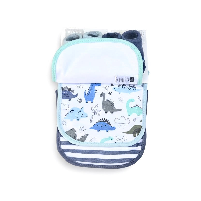 Hudson Dinosaur 5 Piece Bib Set With Booties