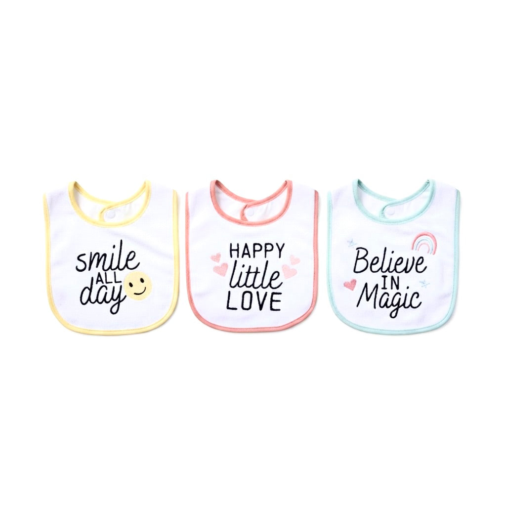 Hudson Smile All Day 3 Piece terry Bib Set